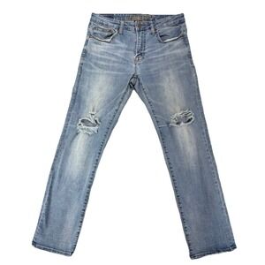 American Eagle Men's Extreme Flex Slim Straight Jean 32x30 Light Wash Distressed